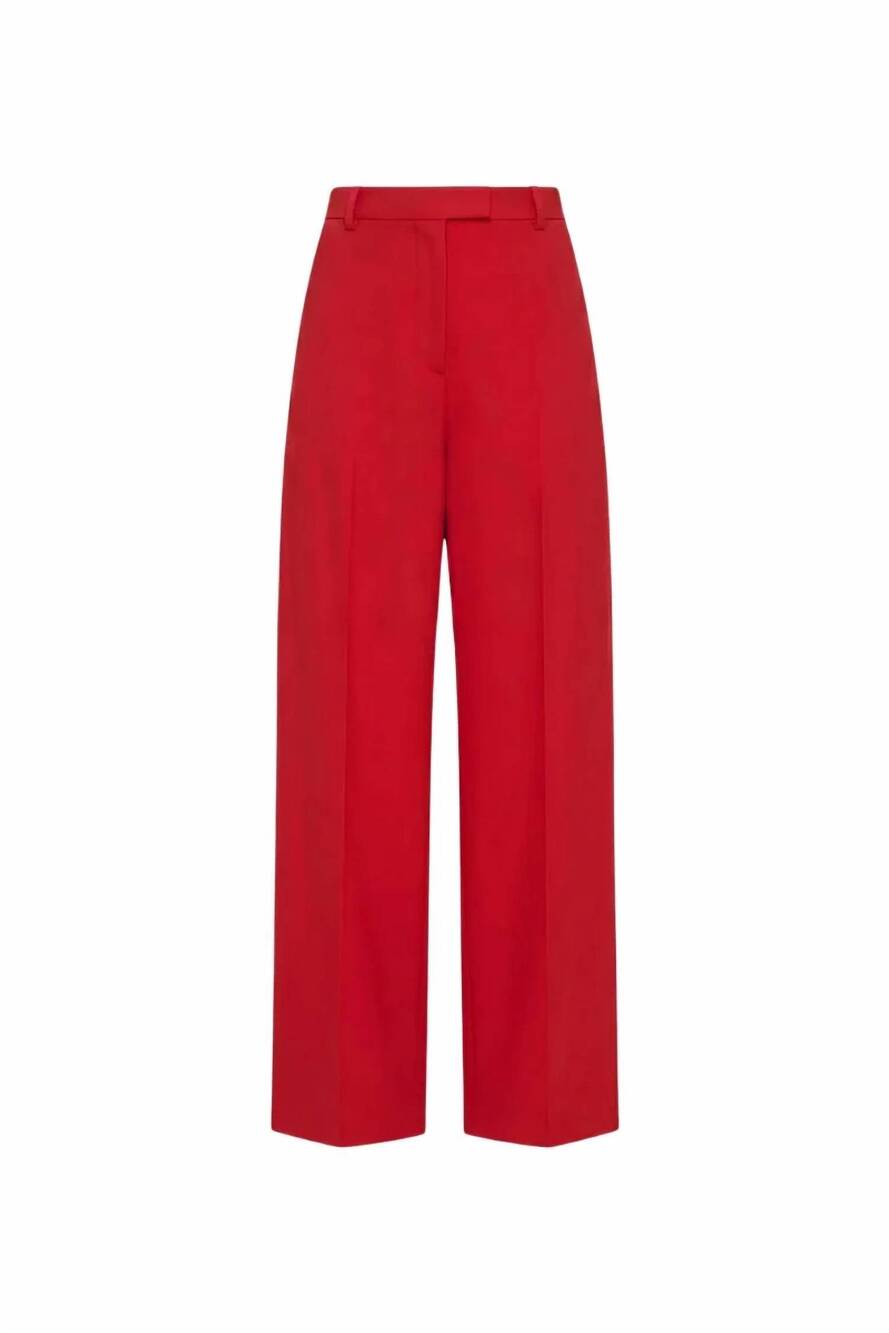 NEW VALENTINO GARAVANI women's wide leg tailored trousers in rosso